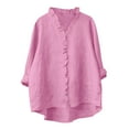 thumbnail image 2 of Sevevn Women's Fashion Summer V Neck Leisure Three-quarter Sleeve Solid Savings Up to 30% Off Pink M, 2 of 6