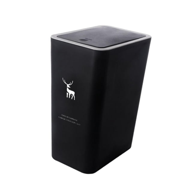 Cubo de Basura Perfecl Rectangular Ahorre Espacio con Tapa Contenedor de Basura Negro