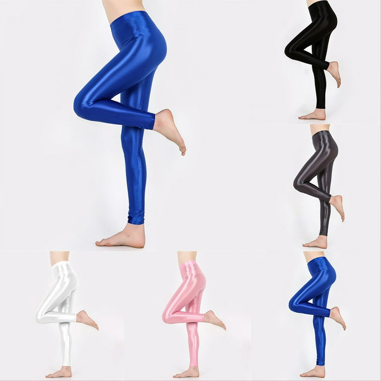 Girlsshop Satin Oily Glossy Leggings Glitter Stockings Shiny Tights Wome  High Waist Yoga 