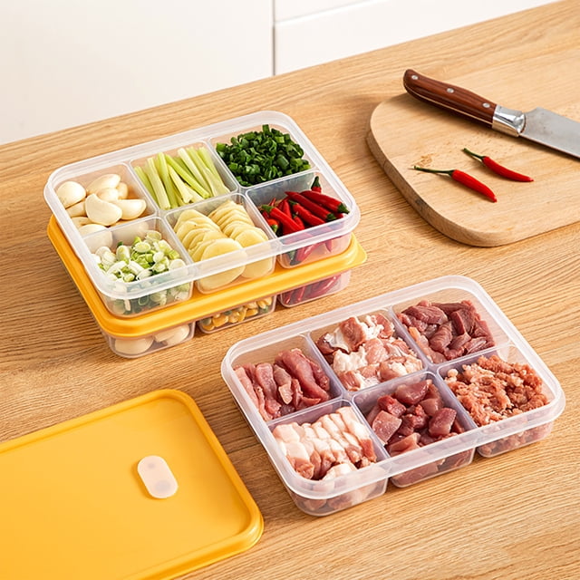 Household Compartment Preservation Box, Kitchen Refrigerator Storage, Fruit And Vegetable Ditch Scallion Ginger Garlic Meat Container, Plastic, Transparent, Breathable Plug, Microwave Safe