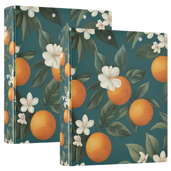 FORMRS 3 Ring Binder 1.5 inch with Pockets Set of 2 Clip Board 200 Sheets Capacity, Retro Floral Orange