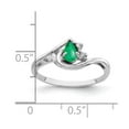 thumbnail image 2 of Solid 14k White Gold 5x3mm Pear Emerald Green May Gemstone Diamond Engagement Ring Size 5.5 (.016 cttw.), 2 of 3