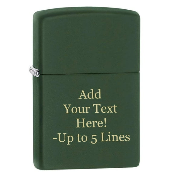 Zippo Lighter - Personalized Customize Message Engrave Green Matte Colors Windproof Lighter #221