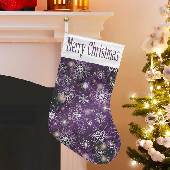 Christmas Stockings | Holiday Stocking Sock | Purple Snowflakes