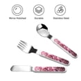 thumbnail image 3 of Balery Pink Glitter Heart Candy for Stainless Steel Kids Silverware Set - Child and Toddler Safe Flatware - Children's Knife, Fork And Spoon Set - Metal Kids Cutlery Set, 3 of 8