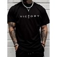 thumbnail image 1 of Men's Casual Crew Neck T-Shirt, 95% Polyester 5% Elastane Knit Fabric, Regular Fit with Victory Graphic Print, Everyday Tshirt|Bold Graphic Print|Comfortable Fit, PLUS SIZE, 1 of 6