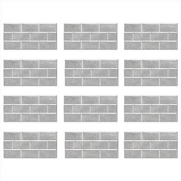12-Sheet Peel and Stick Backsplash Tile, Faux White Marble Look PVC on Tiles for Kitchen 12X6Inch Gray