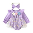 thumbnail image 4 of Dagaeig White Dress for Baby Girl Tulle Birthday Party Princess Dress Long Sleeve Lace Flower Tutu Romper Dress Newborn Fall Clothes(Purple,3-6 Months), 4 of 5