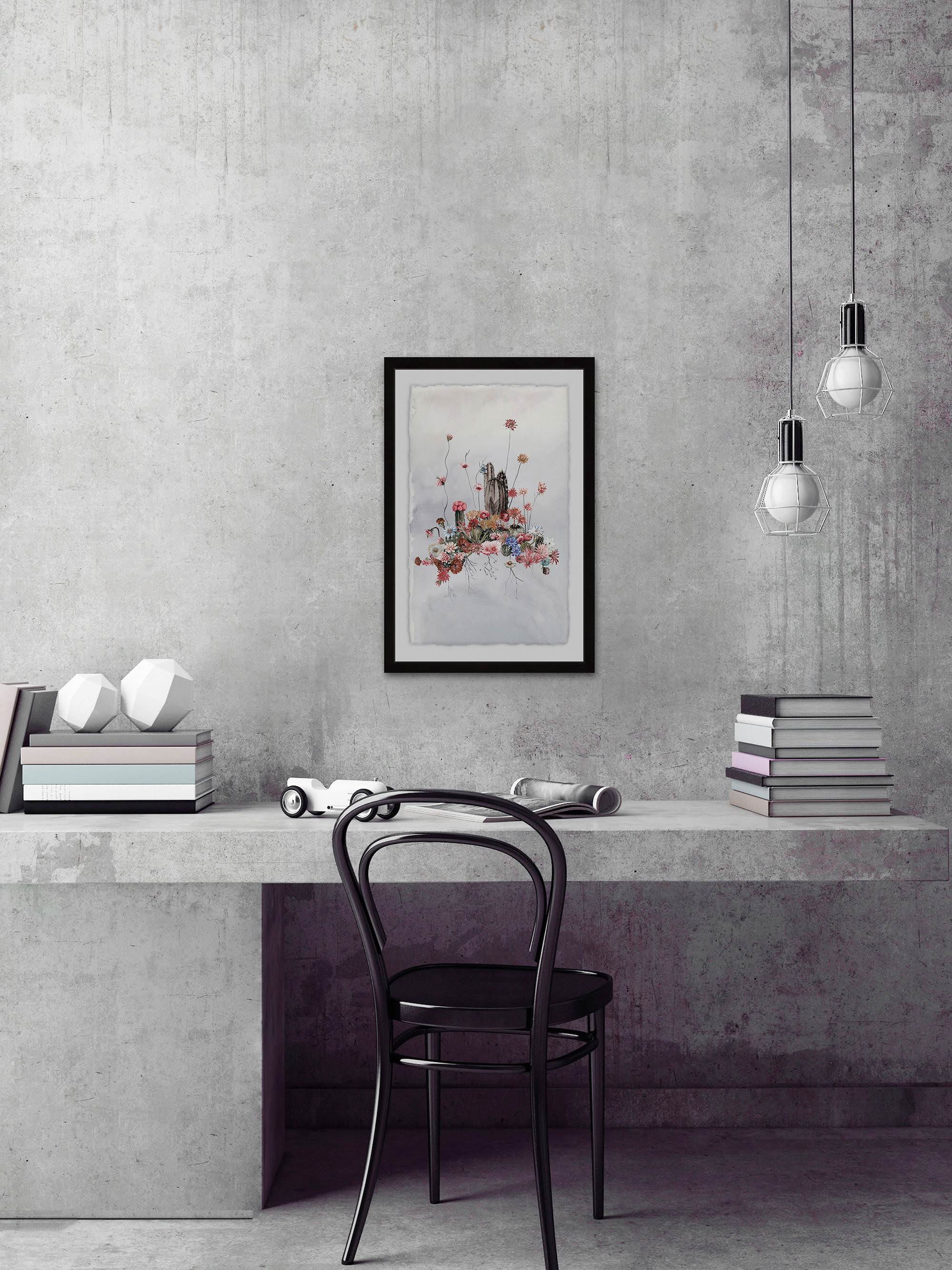 Blush Cactus Flowers Framed Painting Print