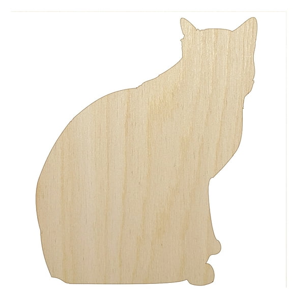 Cat Sitting Side Profile Solid Wood Shape Unfinished Piece Cutout Craft DIY Projects - 4.70 Inch Size - 1/8 Inch Thick
