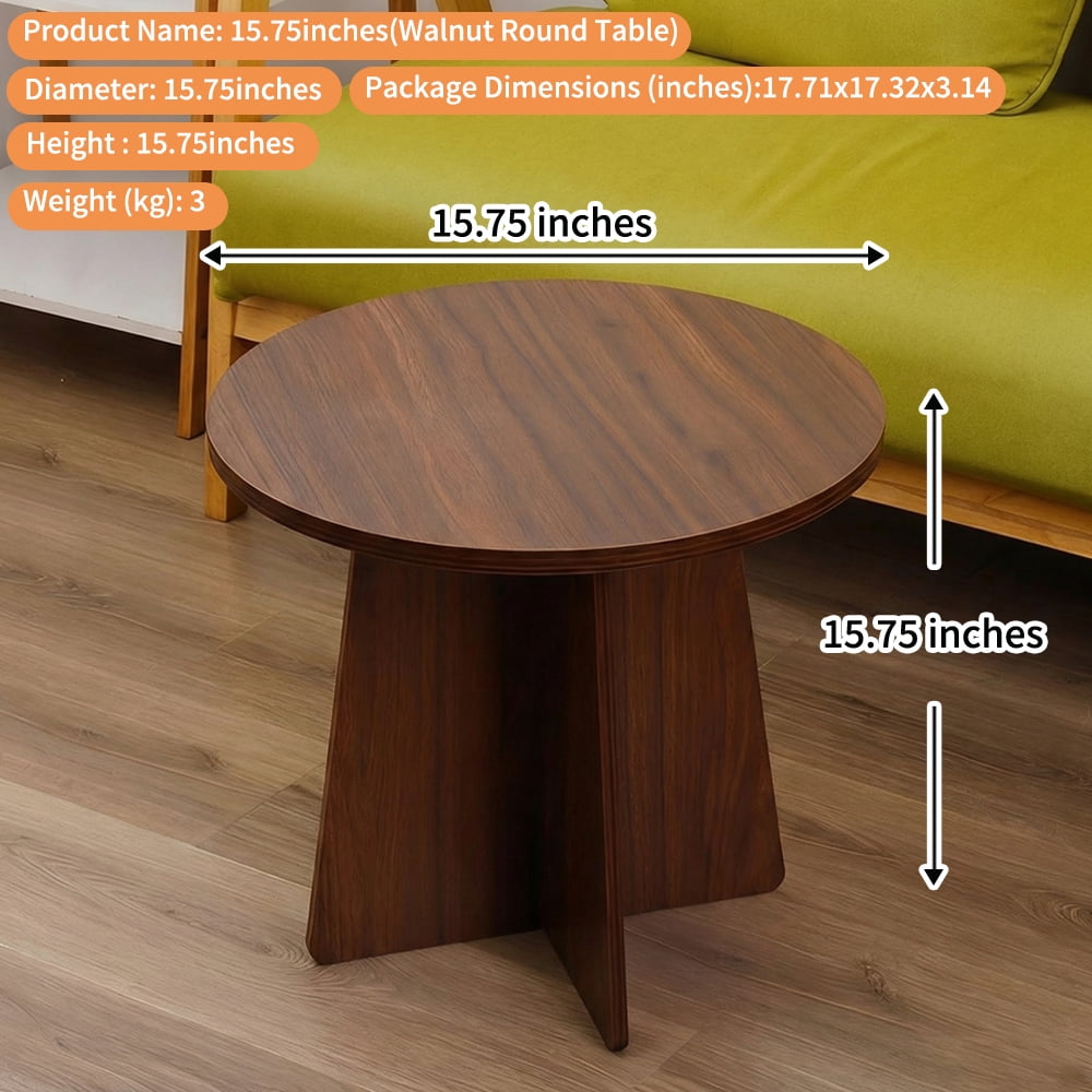 BEJOLO Round Coffee Table, Modern Table with Wood Grain Finish, End Table Side Tables for Living Room (Walnut)