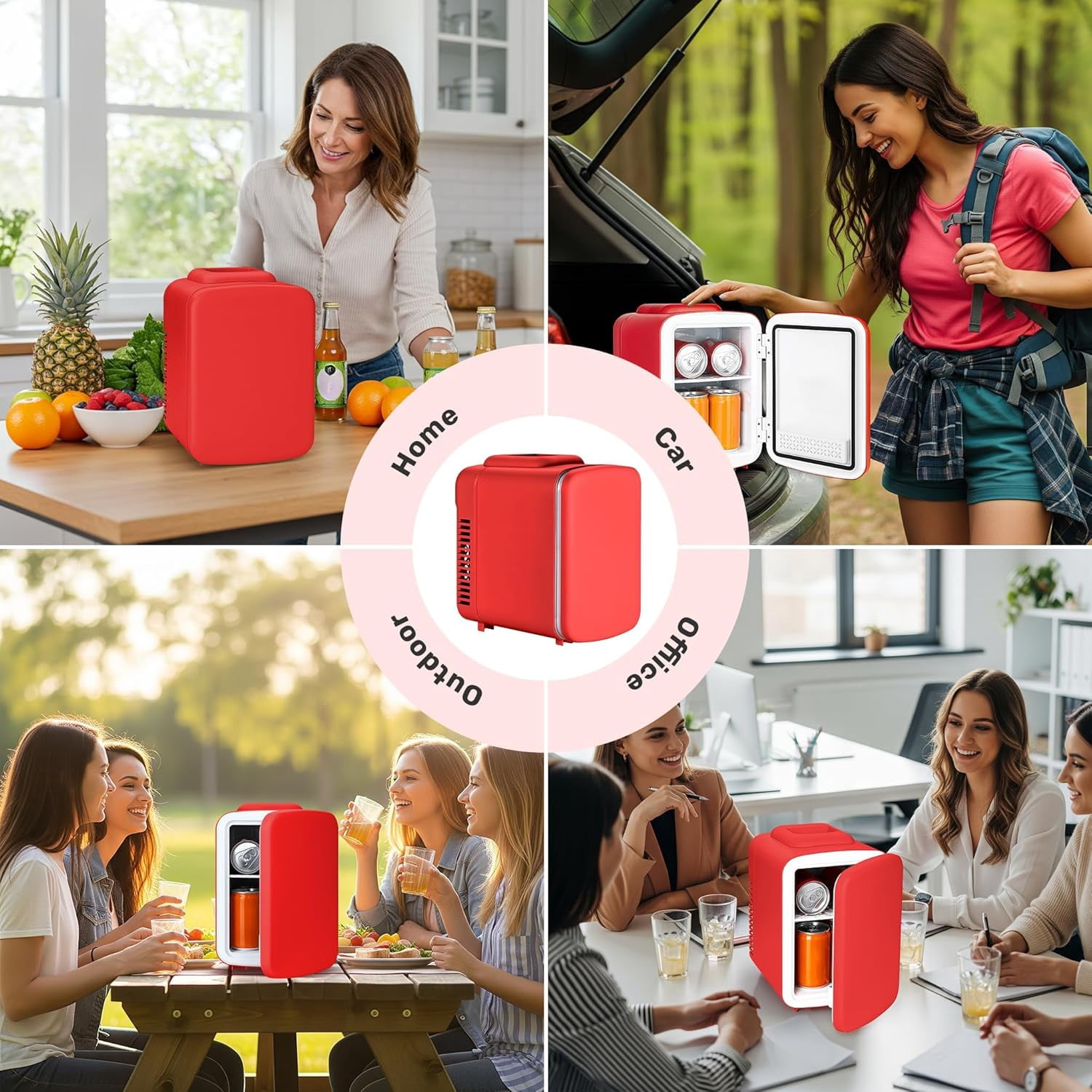 4L  Fridge Cooler and Warmer for Car, Office, Bedroom - Portable Beverage Refrigerator with  Power