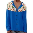 thumbnail image 1 of MIASHUI Cardigan en Tricot à Motif Fair Isle pour Femmes, Ouvert, Confortable, Automne Hiver, Style Nordique, Bleu, m, 1 of 5