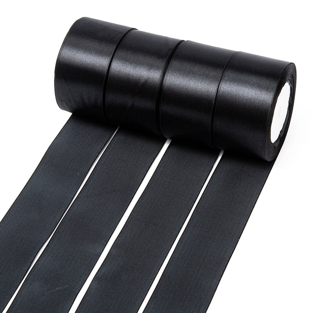 Single Face Satin Ribbon Polyester Ribbon Black 2 inch(50mm) about 25yards/roll(22.86m/roll) 100yards/group(91.44m/group) 4rolls/group