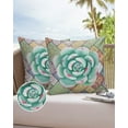 thumbnail image 6 of Pack of 2 Outdoor Pillow Covers, Watercolor Green Tropical Succulent Mandala Pattern Waterproof Square Throw Pillowcase Cushion Decorative Pillow Covers for Couch Patio Tent, 24x24 in, 6 of 6