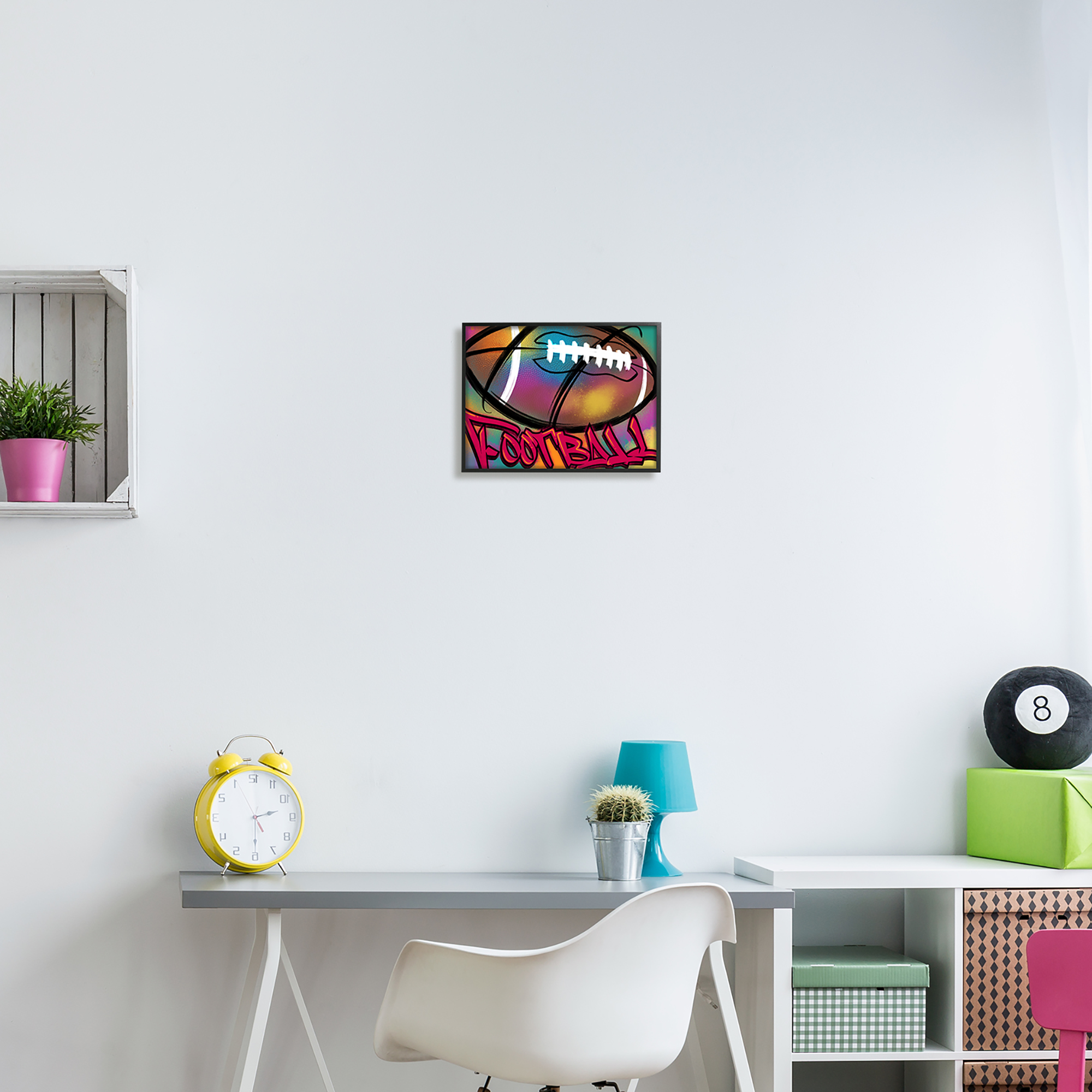 Stupell Industries Urban Sports Football Abstract Painting Black Framed Art Print Wall Art, 14 x 11