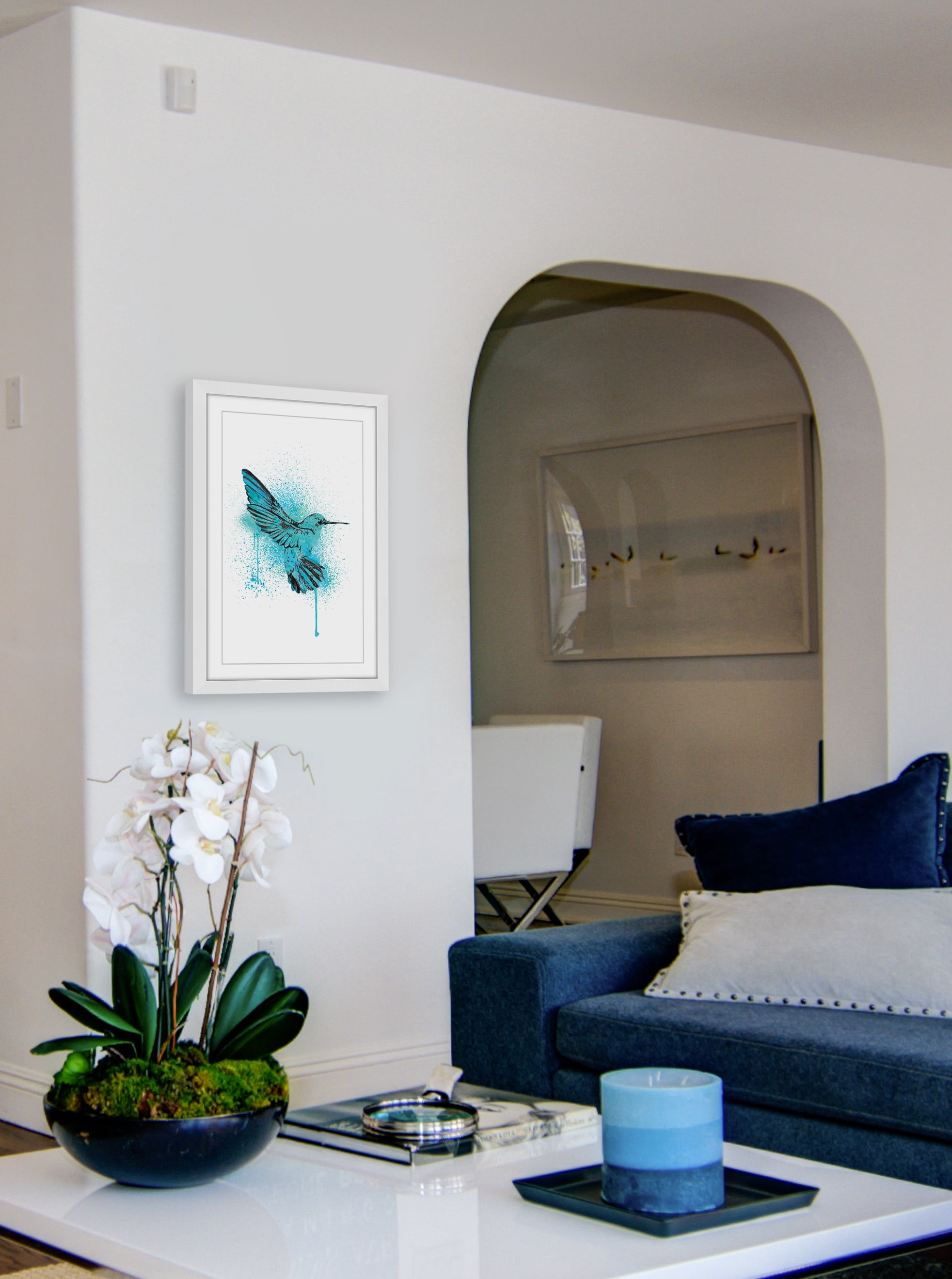 "Hummingbird Blue" Framed Painting Print