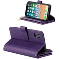 thumbnail image 3 of iPhone Xs Phone Case Wallet for Women Men with Credit Card Holder, iPhone X Crossbody Case with Strap Shoulder Lanyard, Zipper Pocket PU Leather Cases for iPhone Xs,5.8 Inch Purple, 3 of 18