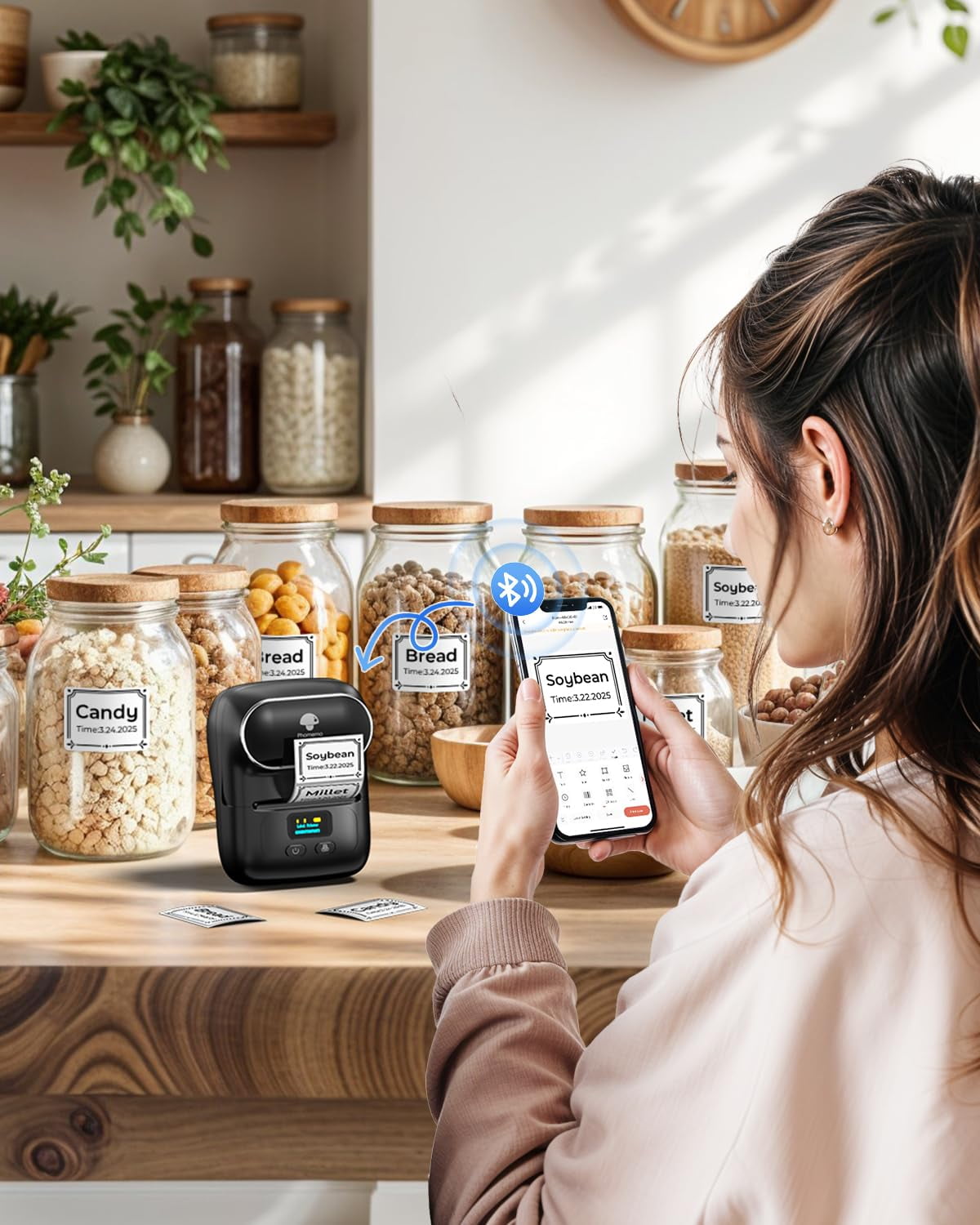 M110 Label Makers - Barcode Printer Maker Portable Thermal For Small Business  Address Logo Clothing Mailing Sticker Printers Phone & Pc Black