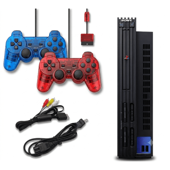 Pre-Owned Playstation 2 PS2 Console - Two Transparent Controllers Assorted