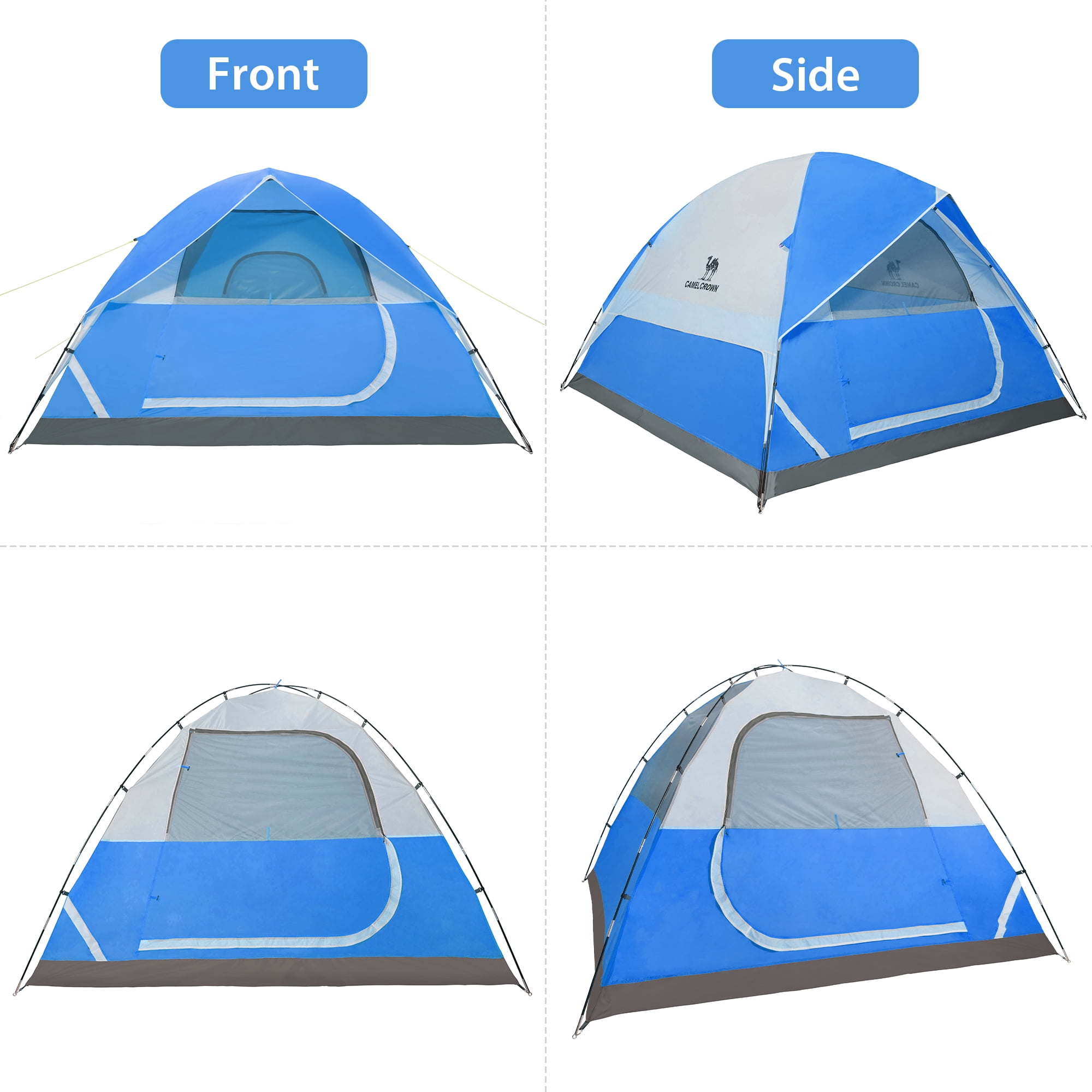 Camel Crown 3-4 Person Dome Tent Waterproof Camping Tents Outdoor Travel Backpacking Tent,Dark Blue Gray