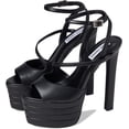 thumbnail image 1 of Steve Madden Larssa Black Stiletto Heel Ankle Strap Peep Toe Heeled Sandals (Black, 5.5), 1 of 5