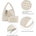 thumbnail image 4 of Women Vegan Leather Hand-Woven Tote Handbag Fashion Shoulder Top-handle Bag All-Match Underarm Bag with Purse, 4 of 7