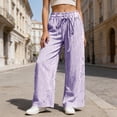 thumbnail image 2 of Arlun Womens Striped Print Wide Leg Palazzo Pants 2026 Early Spring Bottoms Drawstring High Waisted Lightweight Soft Comfy Trousers Trendy Holiday Beach and Daily Wear Pink M, 2 of 5