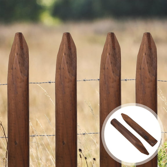 RENACLIPY Brown Wooden Fence Stakes for Garden Paths and Flower Beds, Decorative Outdoor Yard Edging