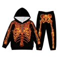 thumbnail image 4 of RUTAYY Boys Halloween 2 Piece Long Sleeve Hoodie and Sweatpants Set Skeleton Print with Pockets Festive Outfit Black, 4 of 5