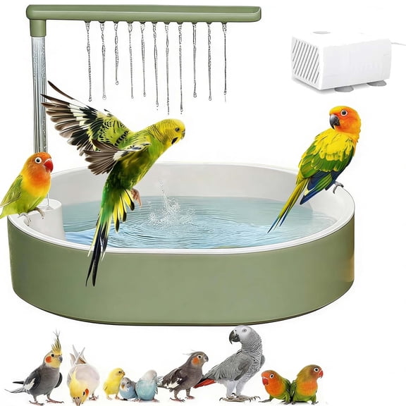 FAJHHA Parrot Shower, Tub for Cage Birds, Automatic Electric Plastic Bird Bath with Pump, Bohemian