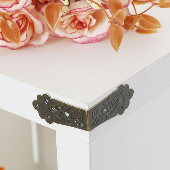 Home Box Corner Protector Vintage Bronze Tone Guard Edge Cover Book Table Desk Jewelry Box Corner Decor 4pcs