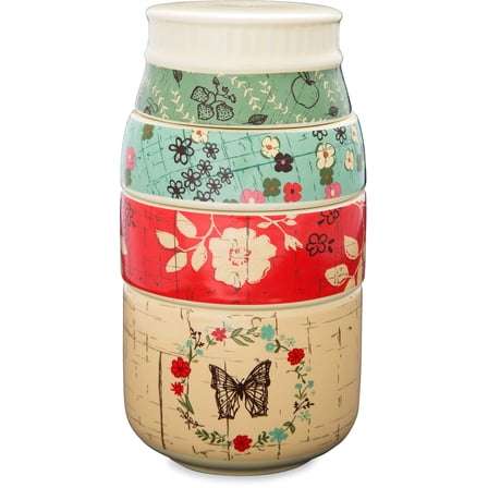 Pavilion Gift Company Live Simply Floral Mason Jar Measuring Cups, 6.25 inches, Multicolor
