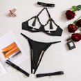 thumbnail image 3 of Lefu Tassel Lingerie Set Women Halter Cut Out Sexy Erotic 3PC Set Back Open Brief Kit, 3 of 9
