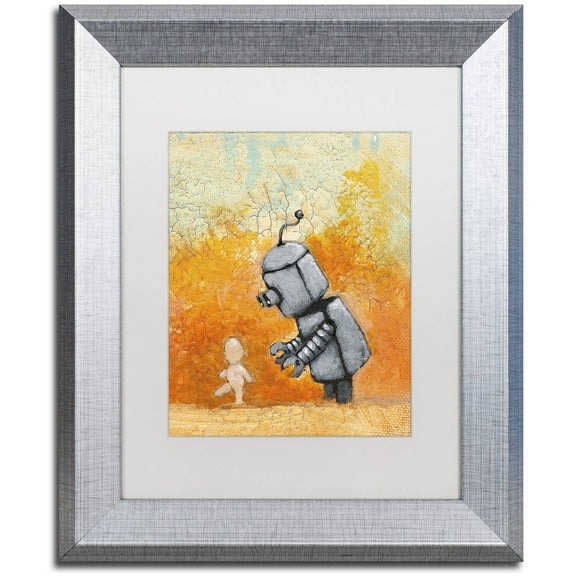 Trademark Fine Art 'Caretaker' Canvas Art by Craig Snodgrass, White Matte, Silver Frame