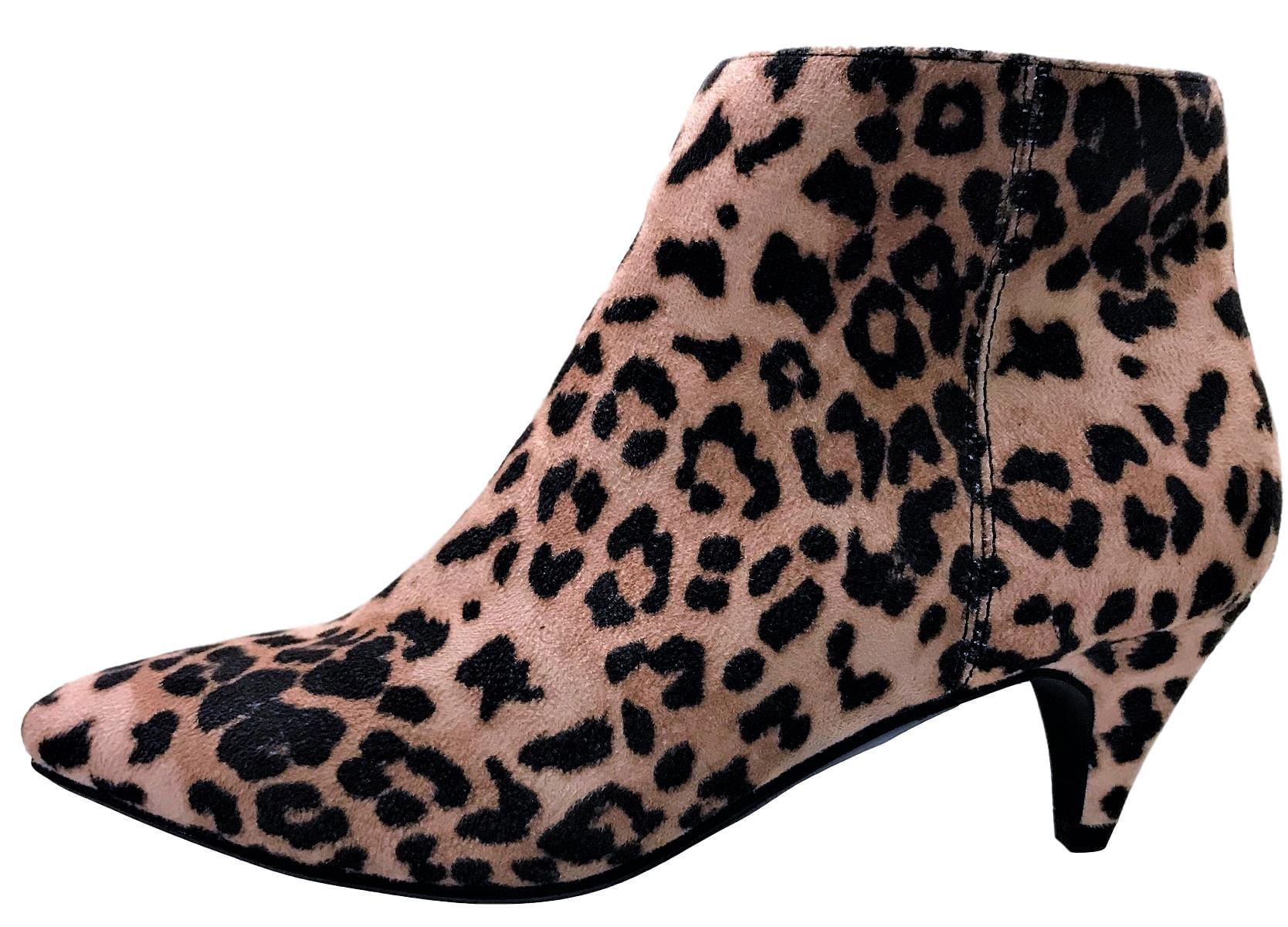 leopard booties kitten heel