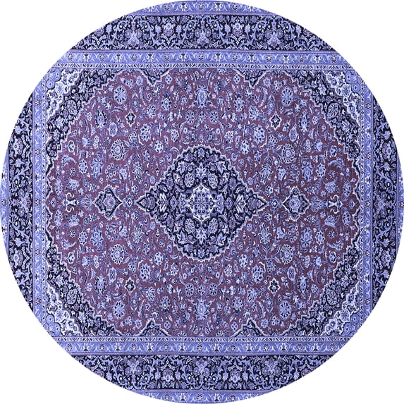 Ahgly Company Machine Washable Indoor Round Persian Blue Traditional Area Rugs, 4' Round