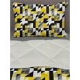 thumbnail image 3 of Yellow and White Comforter & Sham Bedding Set, Geometric Design with Triangles Squares and Houndstooh Inspiration, 3 pcs Duvet Set Microfiber Filling Quilt, 5 Sizes, Yellow Grey Black, by Ambesonne, 3 of 4