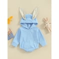 thumbnail image 2 of Bslissey Baby Girls Boys Easter Hood Corduroy Romper Long Sleeve Bunny Ears Hooded Jumpsuit Newborn Infant Casual Cute Bodysuit for Spring Fall 3M 6M 12M 18M, 2 of 9