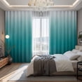 thumbnail image 2 of Teal Ombre Blackout Curtains for Bedroom/Living Room, Pinch Pleated Black Out Curtains, Contemporary Gradient Abstract Art Room Darkening Window Drapes with Hooks 2 Panels, 39"x70", 2 of 8
