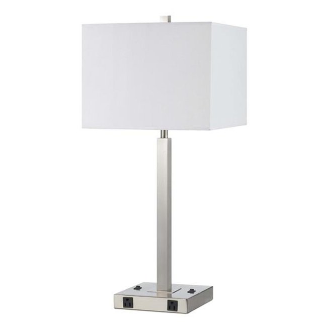 Cal Lighting LA-8028NS-2-BS 2 Metal Night Stand Lamp With Rocker Switches And Two Outlets