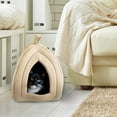 thumbnail image 5 of Petmaker 80-PET6002 Cat Pet Bed Igloo Soft Indoor Enclosed Covered Tent & House - Tan, 5 of 5