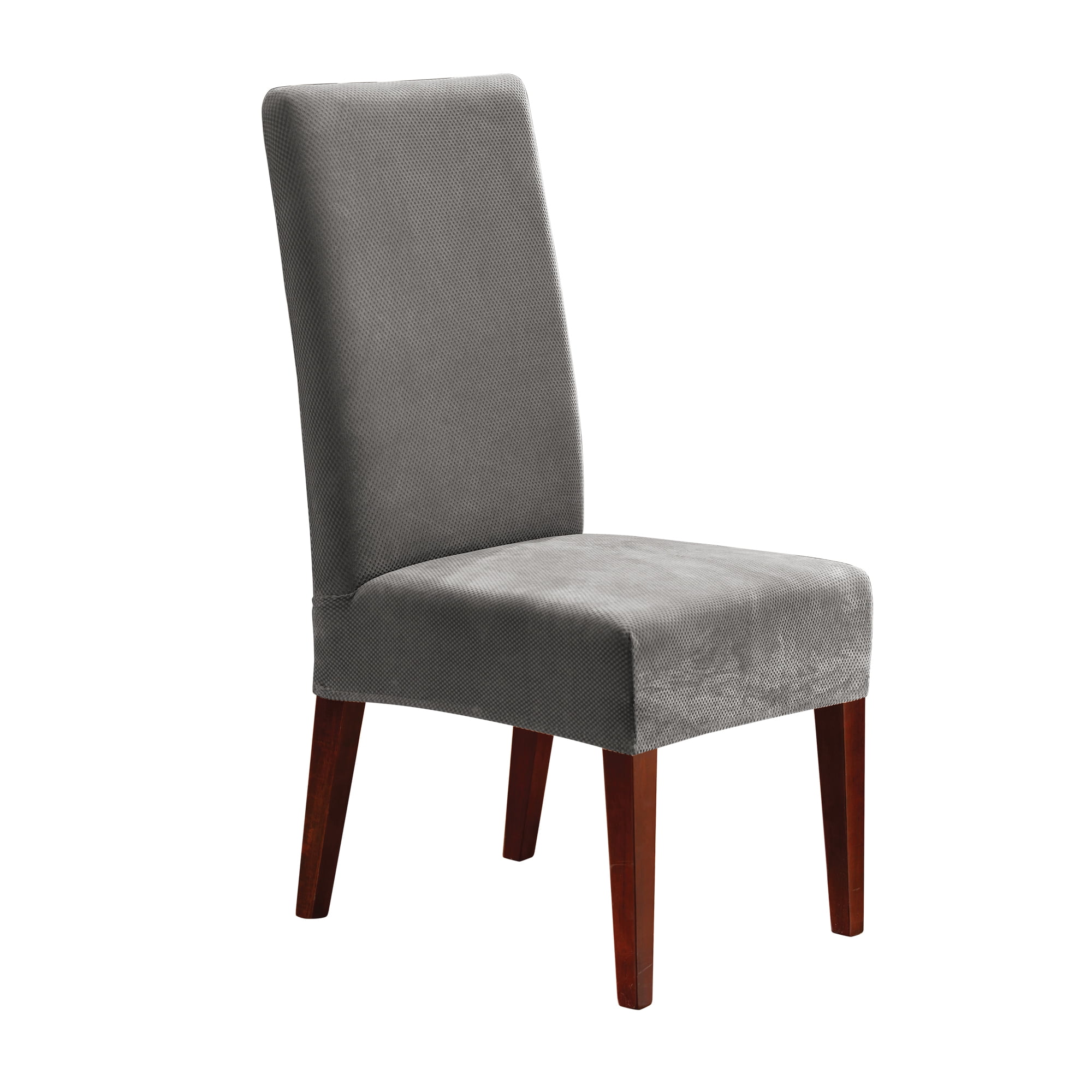 SureFit Stretch Metro One-Piece Dining Chair Slipcover with Elastic Hem Dining Chair Gray
