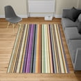 thumbnail image 2 of Abstract Turkish Area Rug, Barcode Lines Like Stripes Vertical Pattern Funky Modern Tile Illustration, Soft Carpet for Living Room Decor with Distressed Look, 5.2' X 7.6', Laurel Green, by Ambesonne, 2 of 4