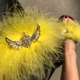 thumbnail image 4 of JeashCHAT Sandals for Women, Slide Sandals Fashion Women Casual Furry Bright Diamond Flat Sandals Shoes Flip Flop (Yellow), 4 of 8
