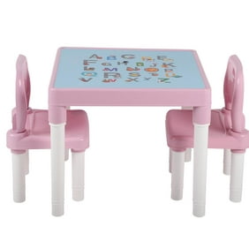 Walfront Childrens Kids Plastic Table Chair Set Learning Studying