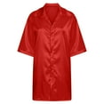 thumbnail image 4 of Sakmal Moomoo Nightgowns Women Button Front Sleepshirts Silky Sleepwear Short Sleeve Red Sleepshirts, 4 of 5