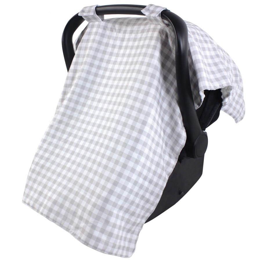 One Size Hudson Baby Unisex Baby Reversible Car Seat and Stroller Canopy Black Plaid