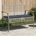 thumbnail image 1 of vidaXL Garden Bench with Cushion Grey Poly Rattan Acacia Wood, 1 of 5