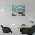 thumbnail image 3 of Beach Decor Wall Art Coastal Ocean Waves Boat Pictures Wall Decor Vintage Nature Nautical Canvas Prints Seagull Seascape Artwork Decorations Framed for Bathroon Living Room Bedroom Office 16 x 12 inch, 3 of 6